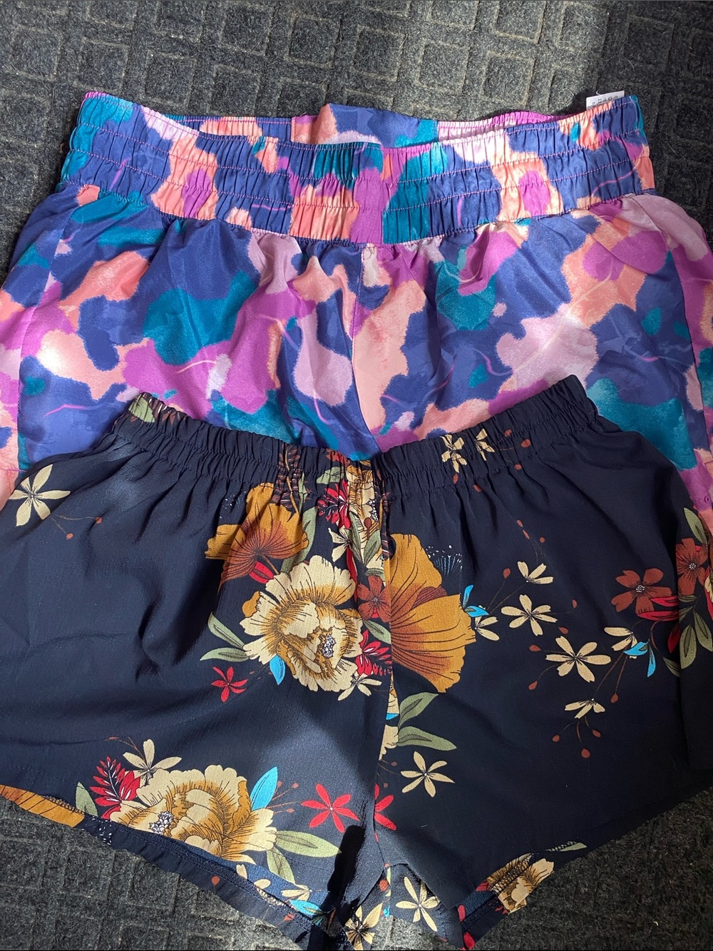 Reebok Purple & Navy Floral Athletic Shorts Duo